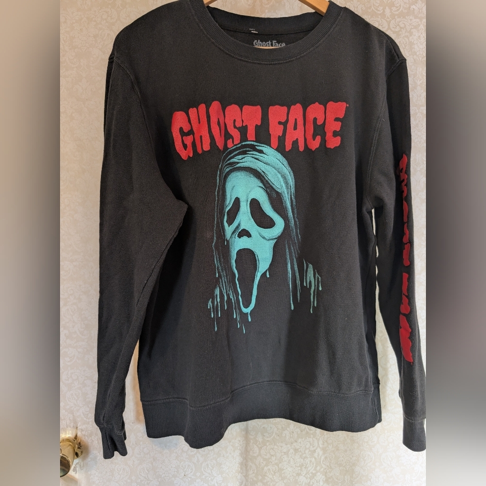 Ghost Face from The Scream Movies Sweatshirt Medium Black UNISEX - Picture 2 of 11